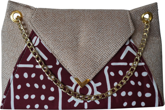 Savannah Glow: Beige Fabric Handbag with Bold African Print – Limited Edition !