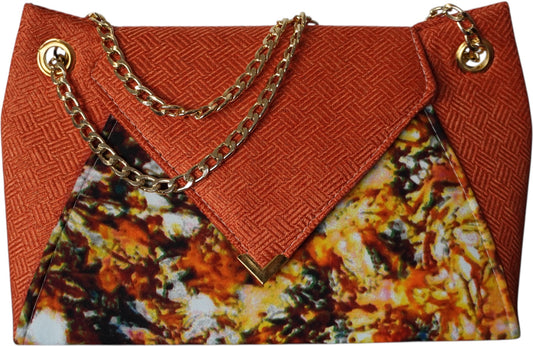 Exclusive Autumn Elegance: Vibrant Orange Handbag with Gold Chain – Limited Stock!