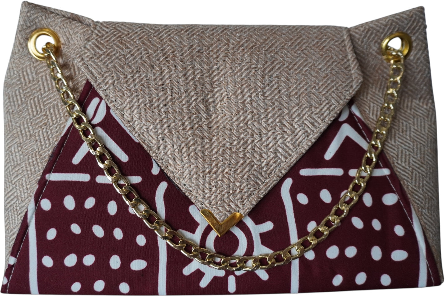 Savannah Glow: Beige Fabric Handbag with Bold African Print – Limited Edition !