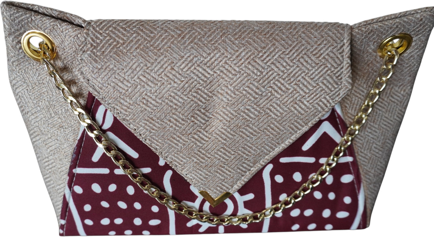 Savannah Glow: Beige Fabric Handbag with Bold African Print – Limited Edition !