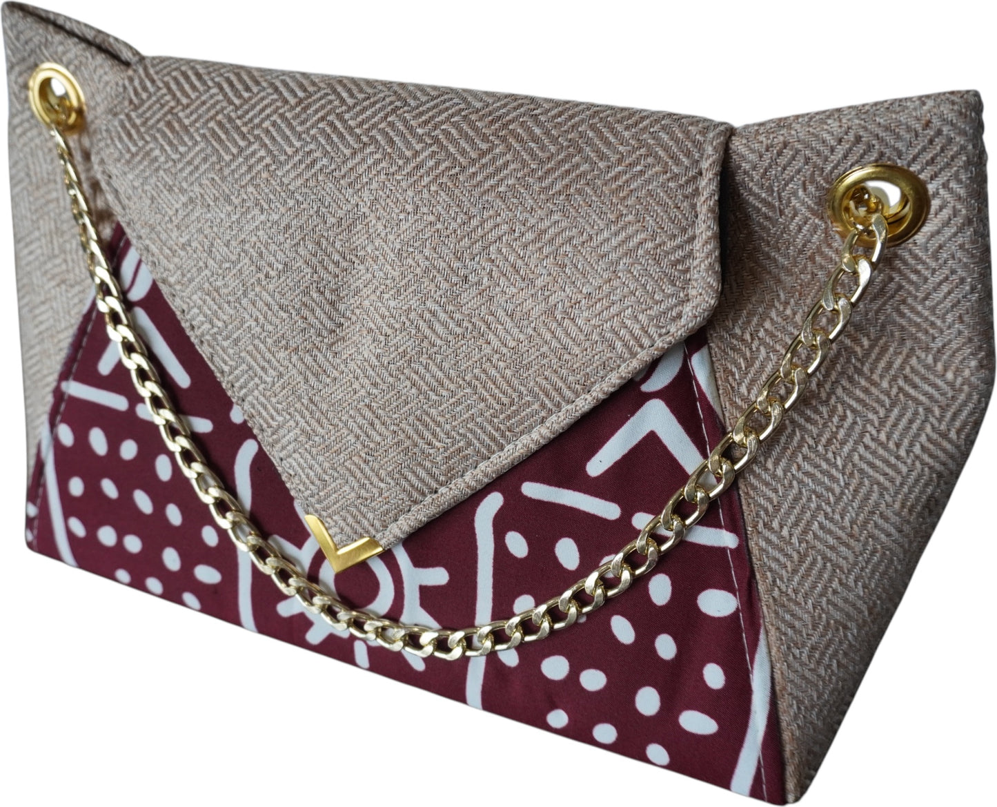 Savannah Glow: Beige Fabric Handbag with Bold African Print – Limited Edition !